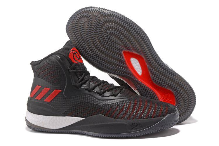 Adidas D Rose Englewood Boost 8 Black Red White Sneakers - Obeezi