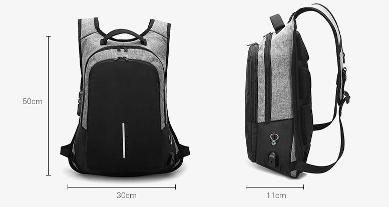 Anti-Theft College Backpack And Security Lock Grey Bag - Obeezi.com