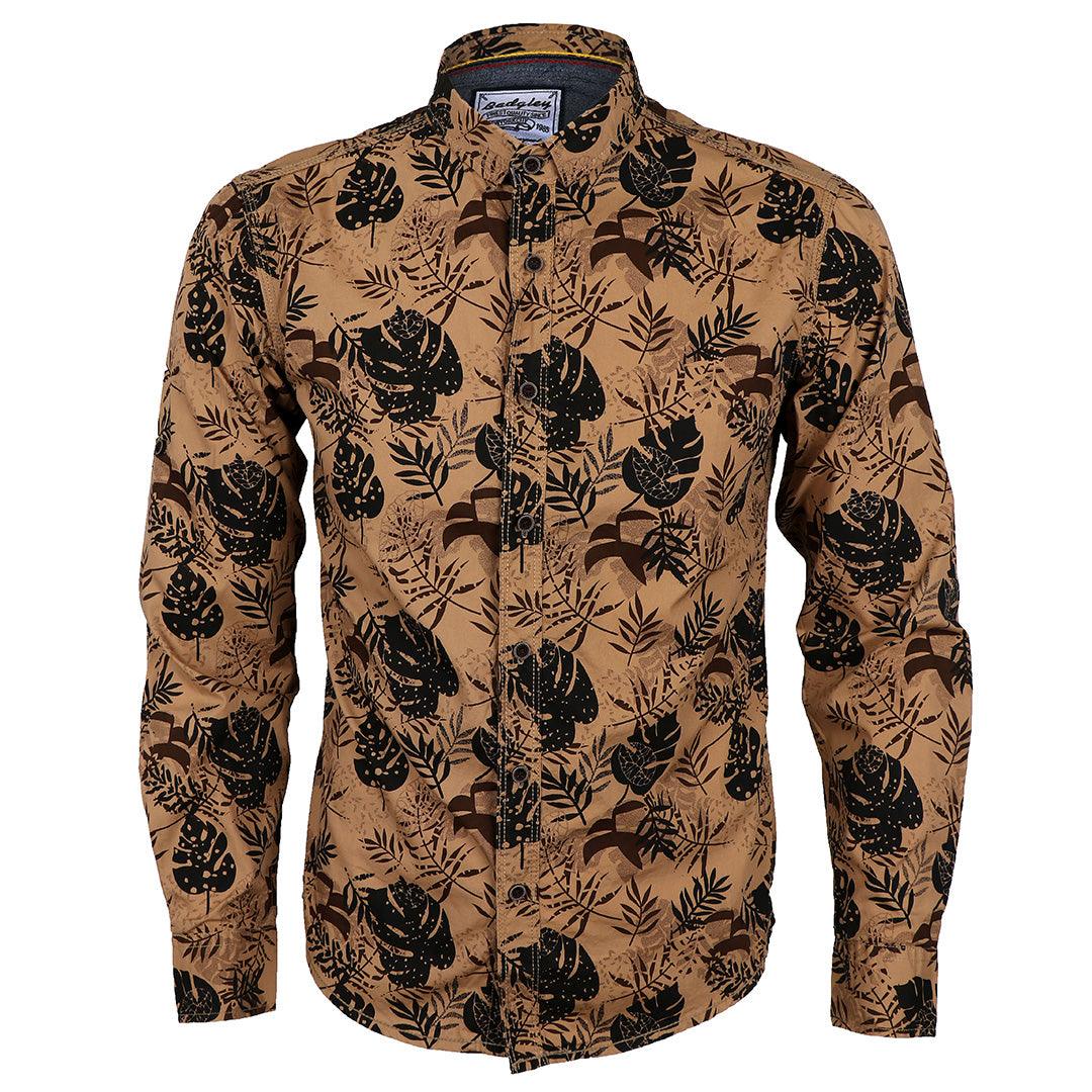 Bajiel Classic Vintage Brown Floral Print Long Sleeve Shirt - Obeezi
