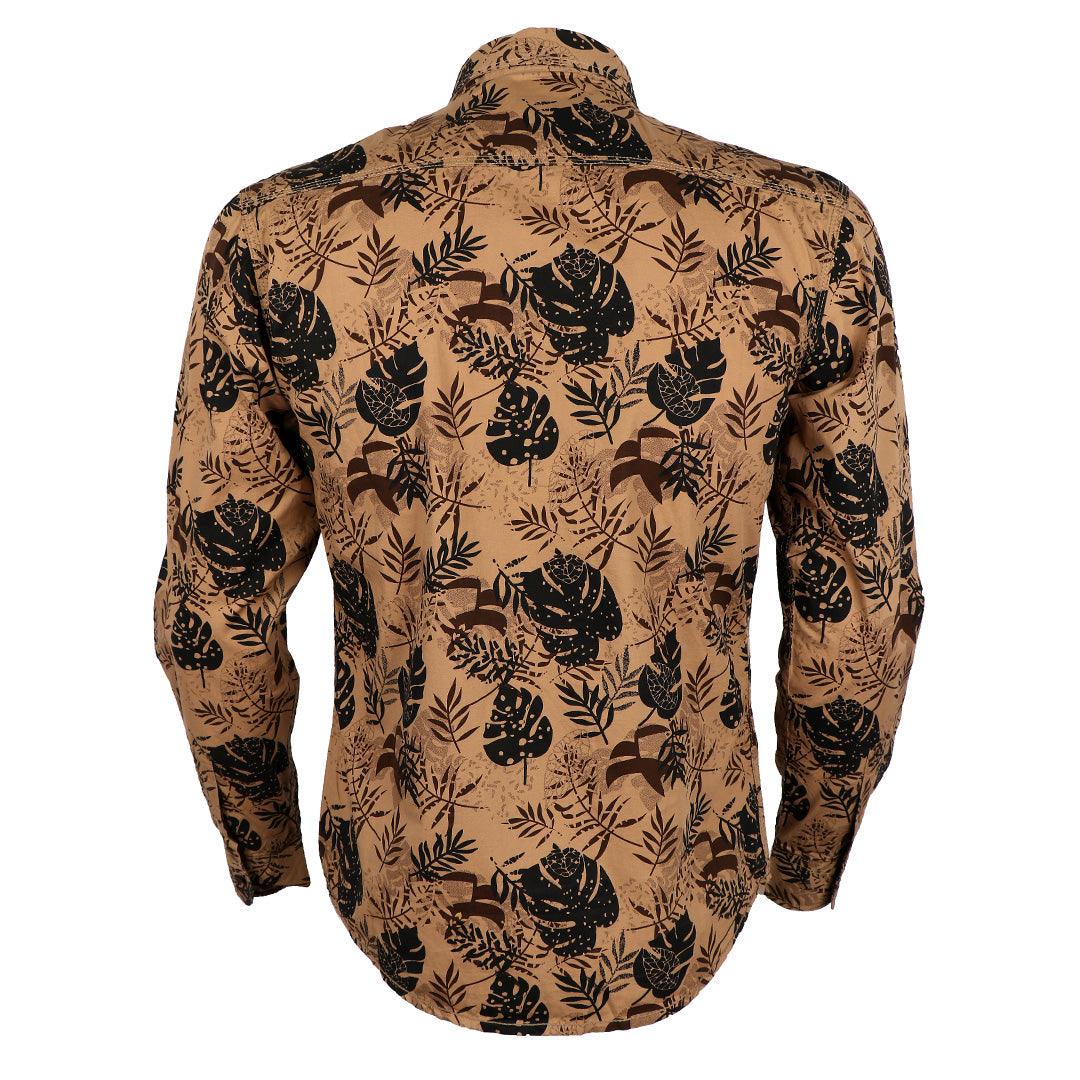 Bajiel Classic Vintage Brown Floral Print Long Sleeve Shirt - Obeezi