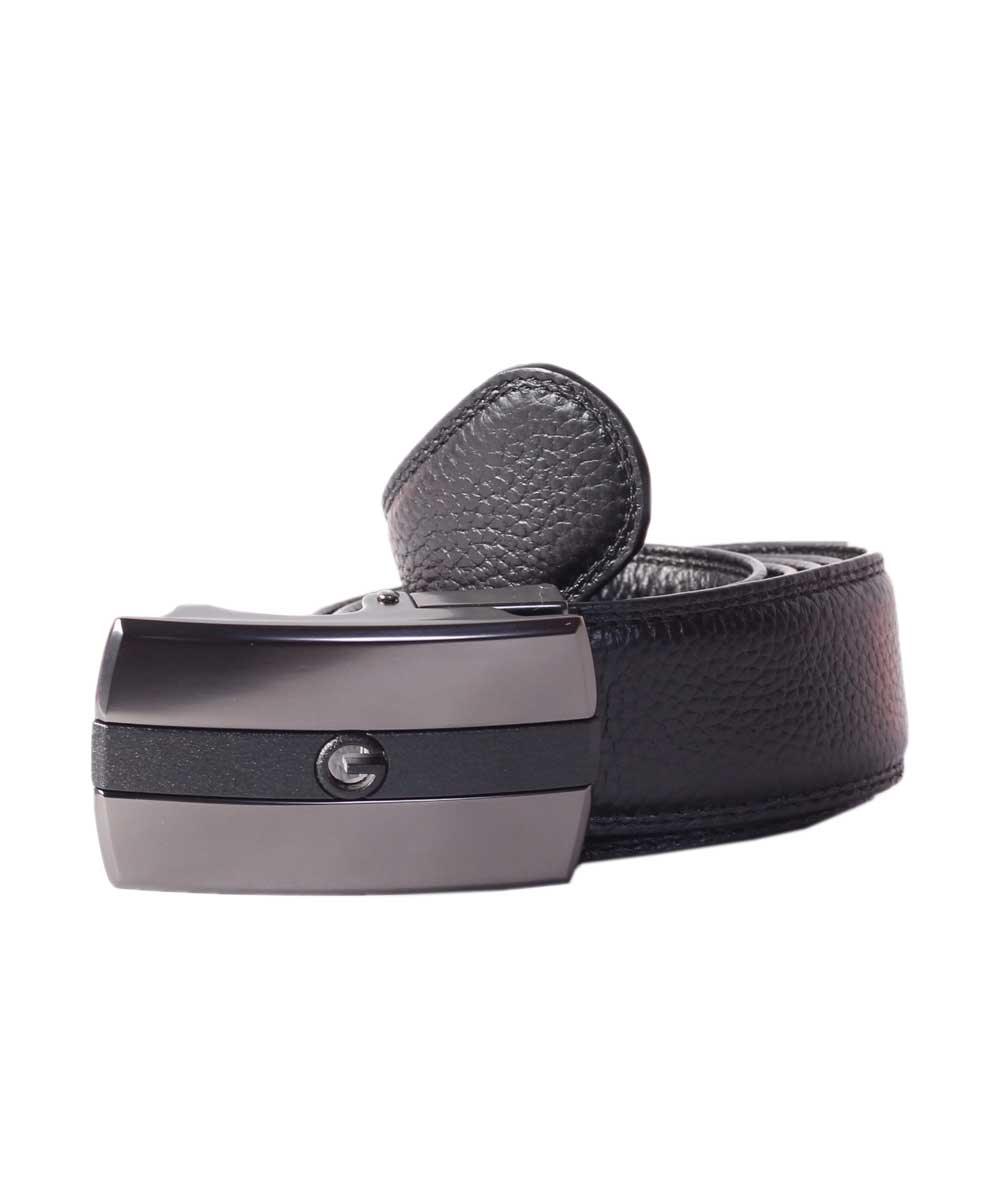 Black Automatic Buckle Leather Belt - Obeezi.com