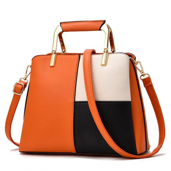 Black/White/Orange Colors Block Patchwork Grab Bag - Obeezi.com
