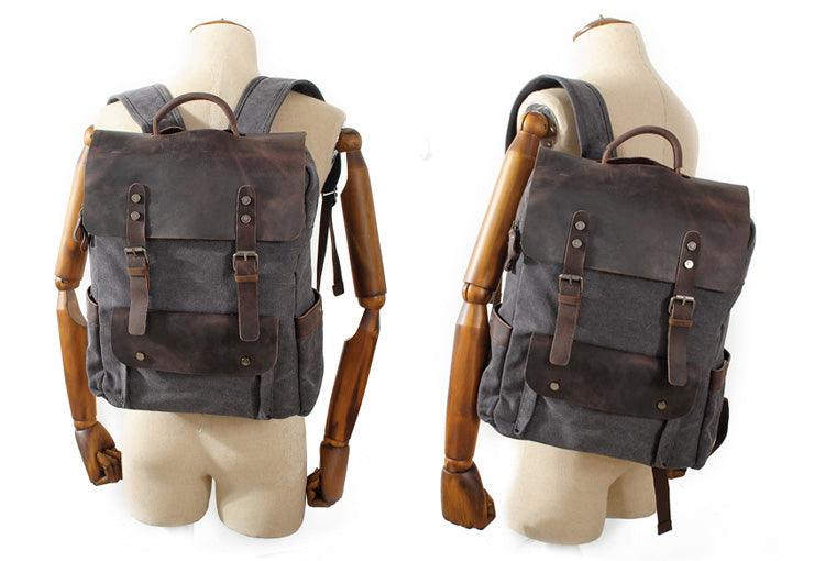 Blended Smart Thick Canvas BackPack Bag- coffee - Obeezi.com