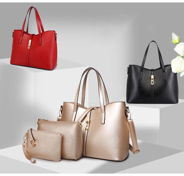 Classic Leather Detachable 3 in 1 Strap Woman Black Handbag - Obeezi.com