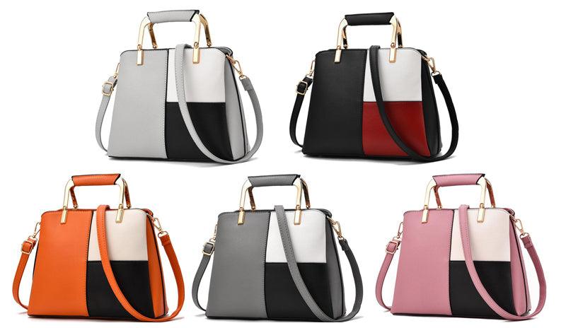 Exquisite Leather Mix Colors Tote Women Bags - Orange - Obeezi.com