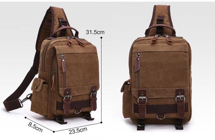 Exquisite Outdoor Canvas Crossbody Bag Travel Shoulder Bag- Wine - Obeezi.com