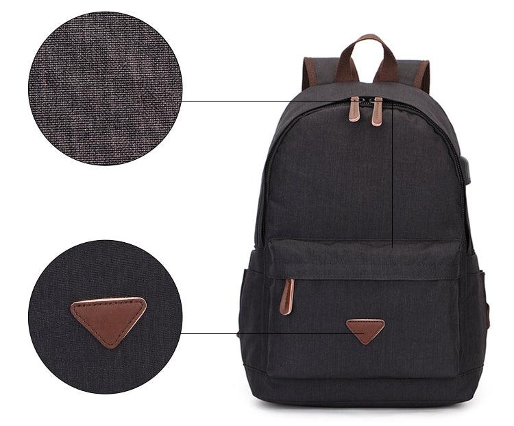 Fashion Casual Business Computer Backpack With USB Charging Port-Khaki - Obeezi.com