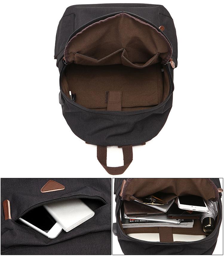Fashion Casual Business Computer Backpack With USB Charging Port-Khaki - Obeezi.com