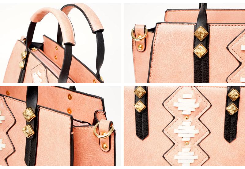 Fashionable Women Designer Leather Pink Bag - Obeezi.com
