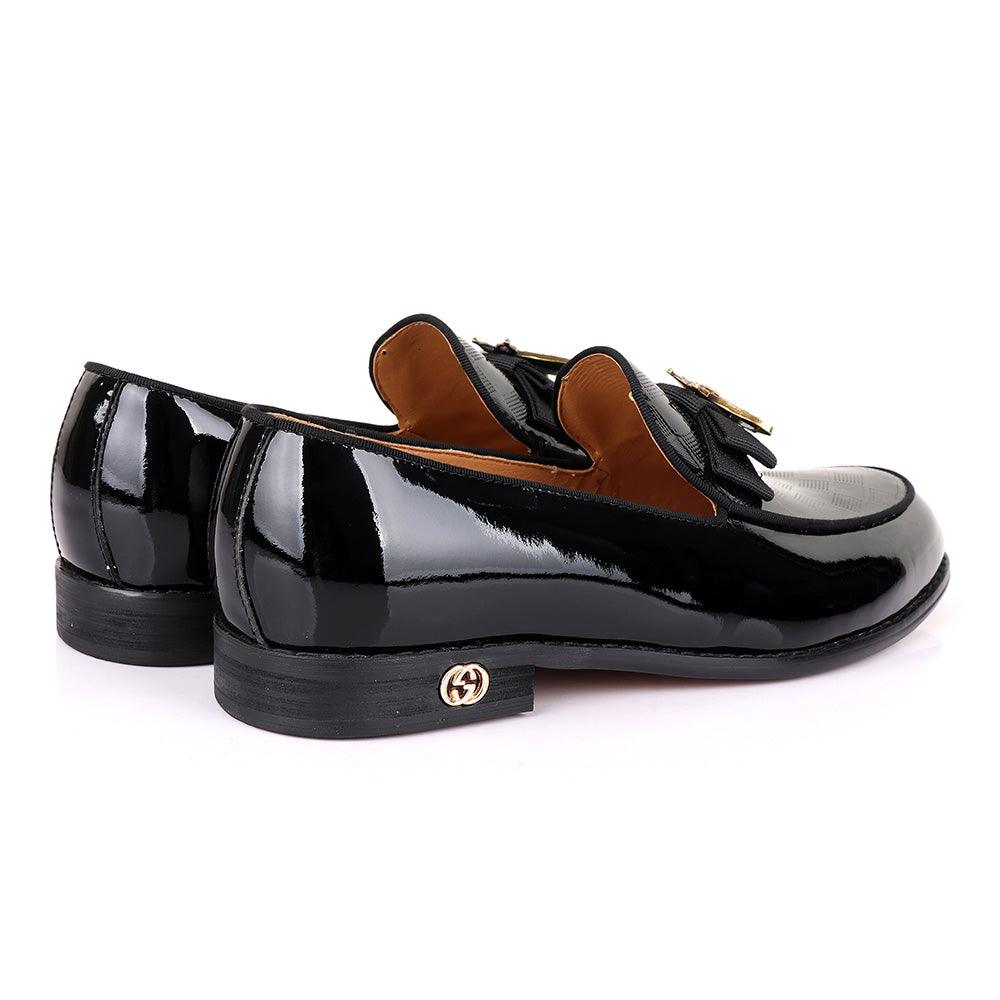 Gc Luxury Butterfly Black Wetlips Leather Shoe - Obeezi
