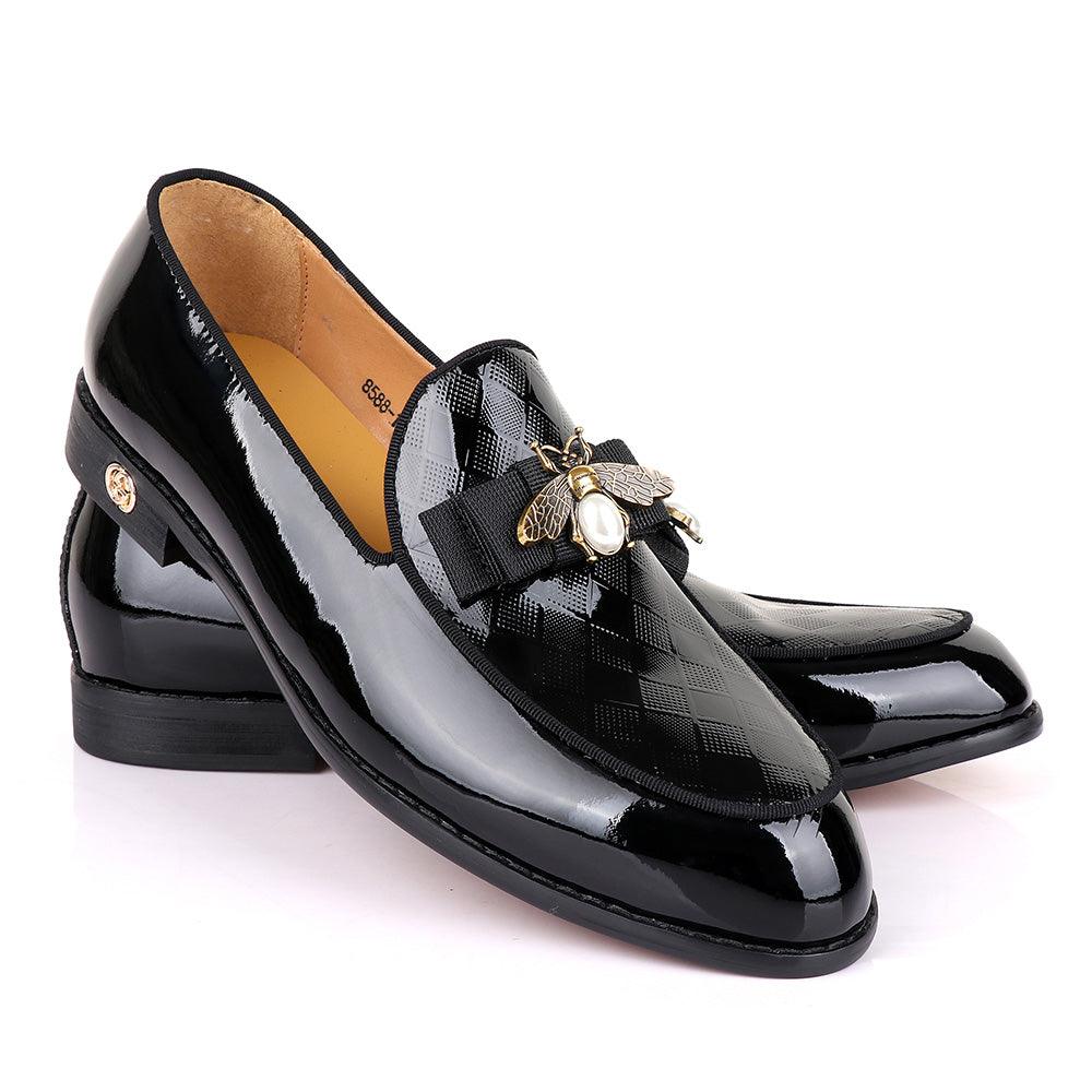 Gc Luxury Butterfly Black Wetlips Leather Shoe - Obeezi