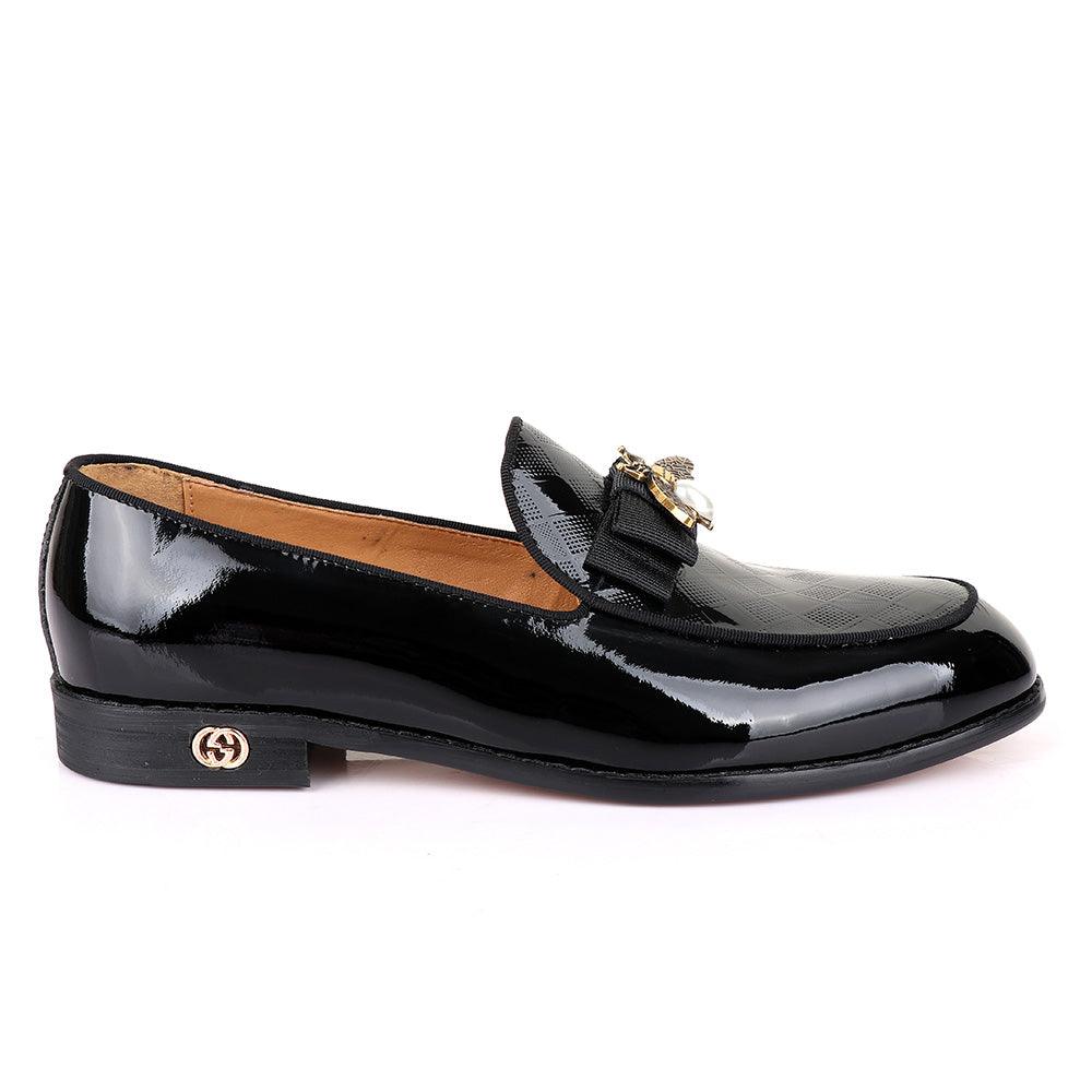Gc Luxury Butterfly Black Wetlips Leather Shoe - Obeezi