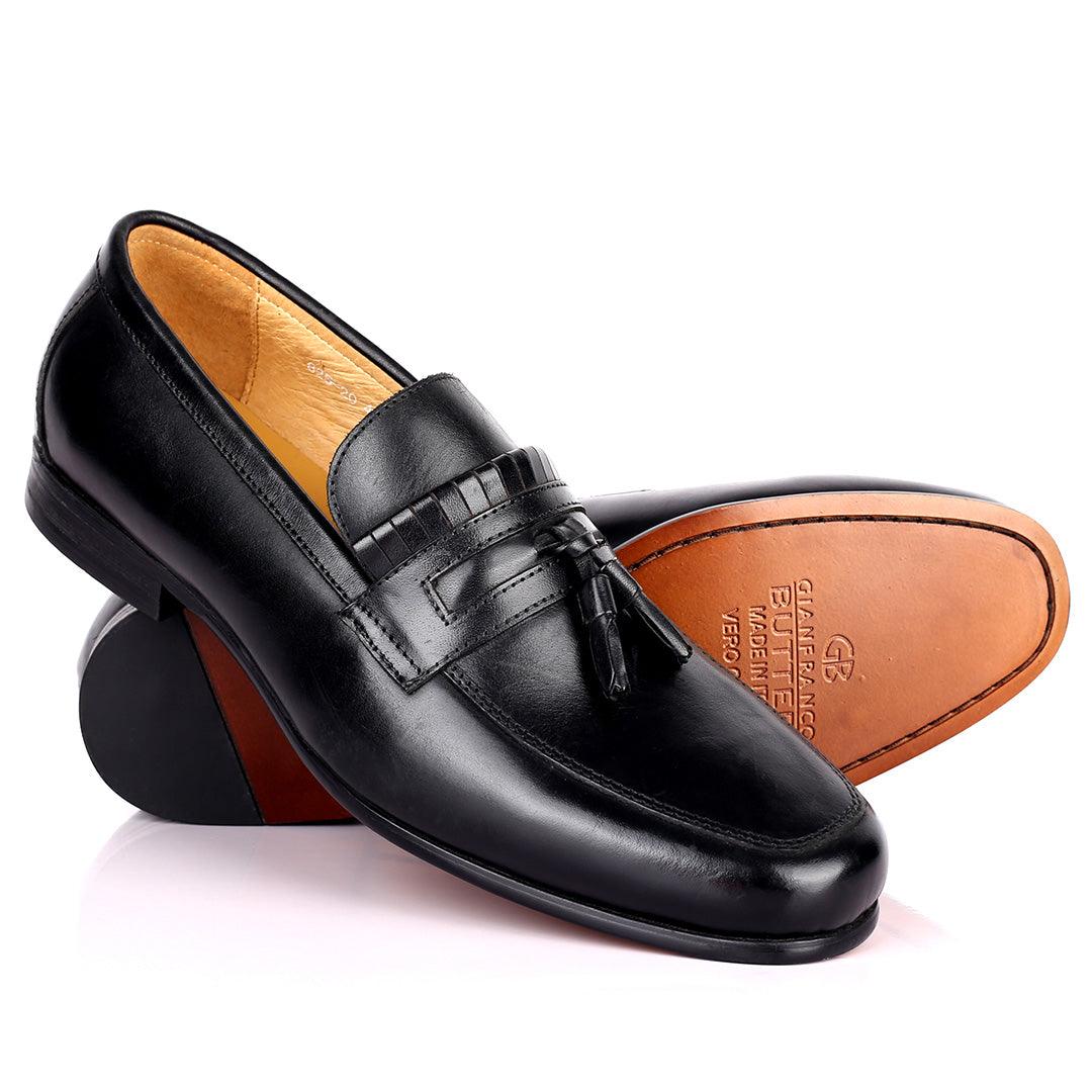 Gian Elegant Fringe Designed Loafers Shoe - Black - Obeezi.com