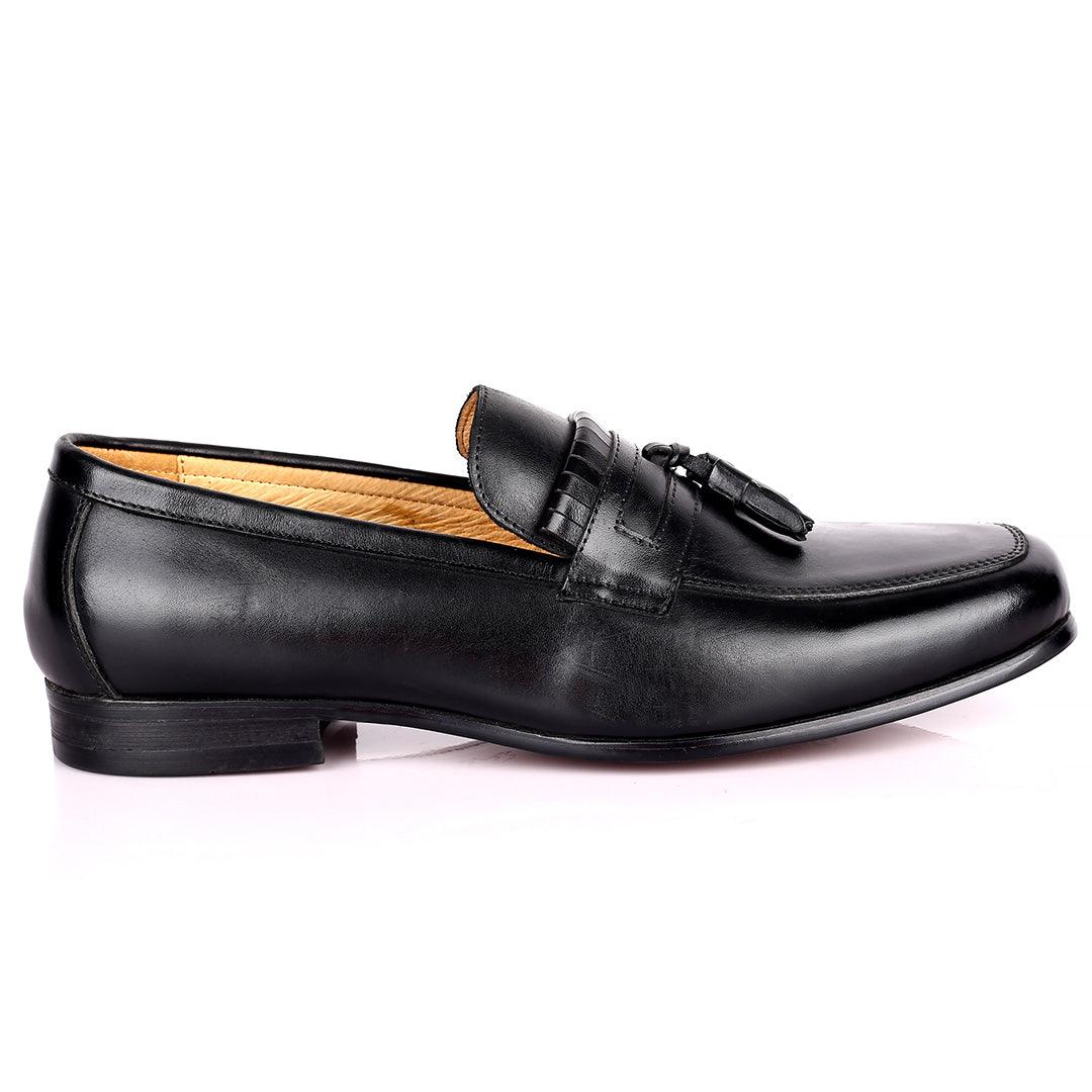 Gian Elegant Fringe Designed Loafers Shoe - Black - Obeezi.com