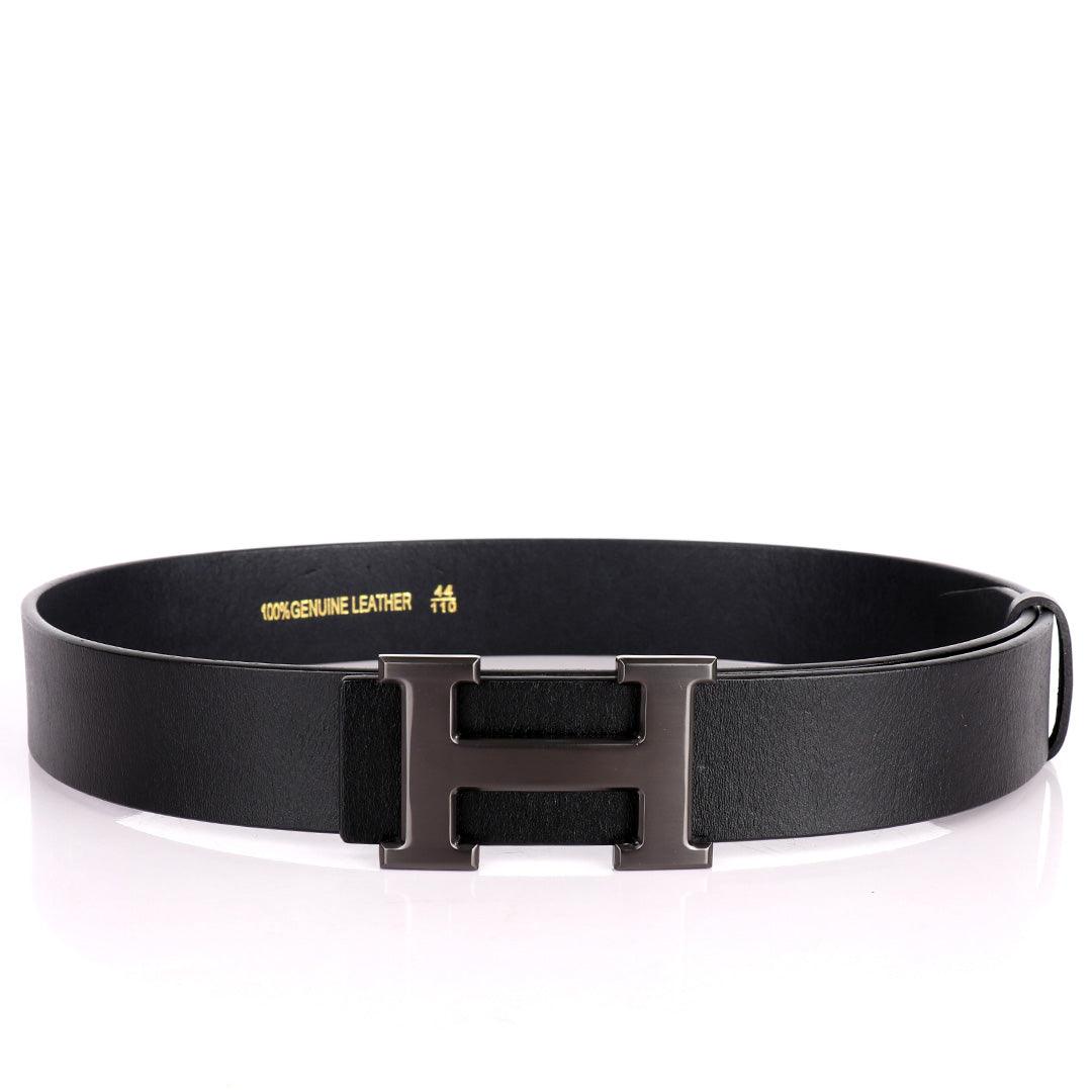 Hermes Paris Black Embossed Leather Adjustable Men's Belt - Obeezi.com