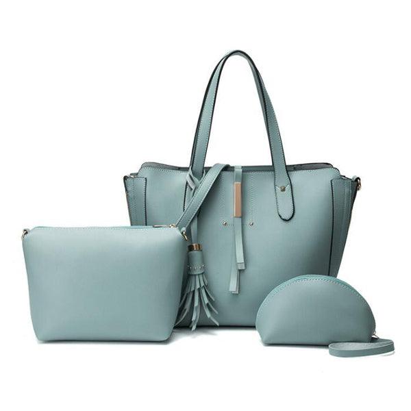 High Quality PU Leather Fashion Elegant Fringe Handbag - Blue - Obeezi.com