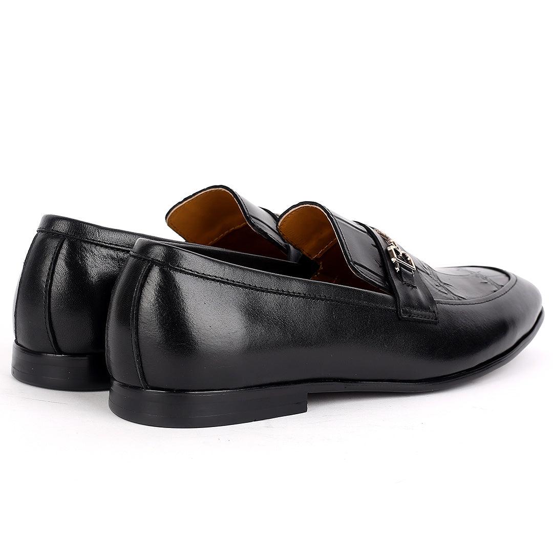J.M Weston Black Exquisite Shoe With Gold Design - Obeezi.com