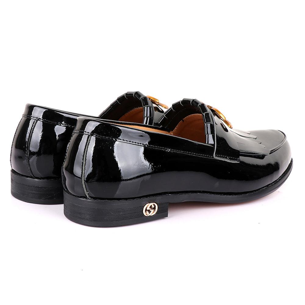 John Foster Men's Wet Lips Leather With Tassel Design-Black - Obeezi