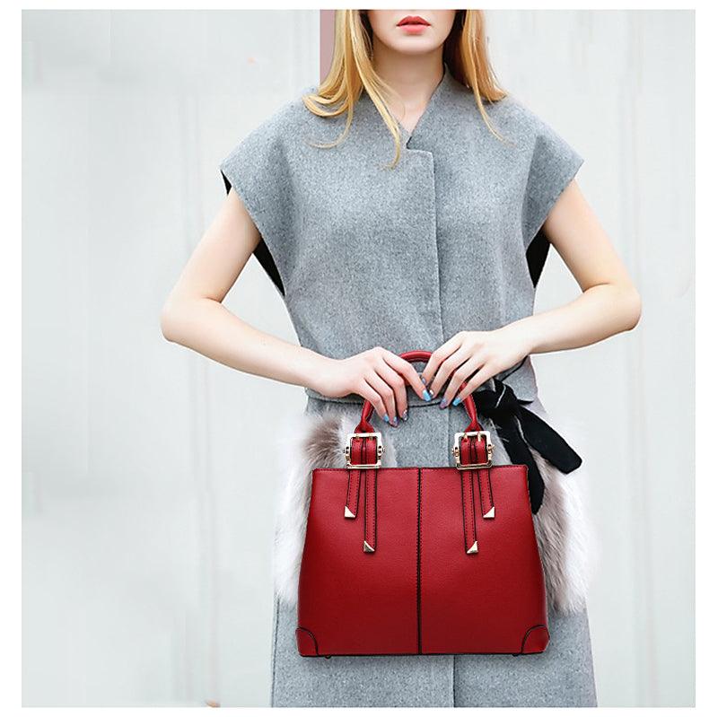 Kattee Style Genuine Leather Tote Bag Wine - Obeezi.com