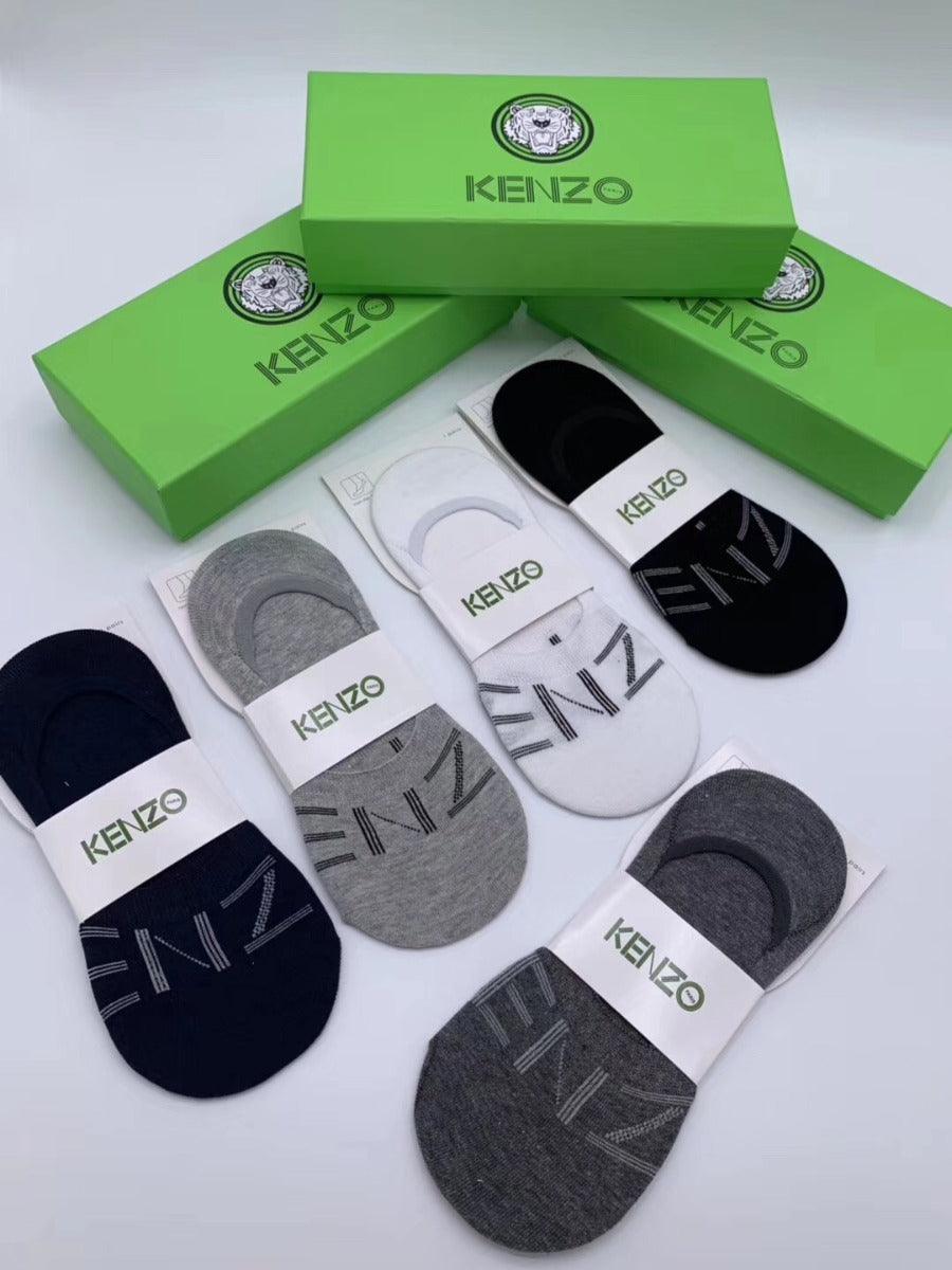 Kenzo foot cover 5 In 1 Black Grey White Navy Blue Ash socks - Obeezi.com
