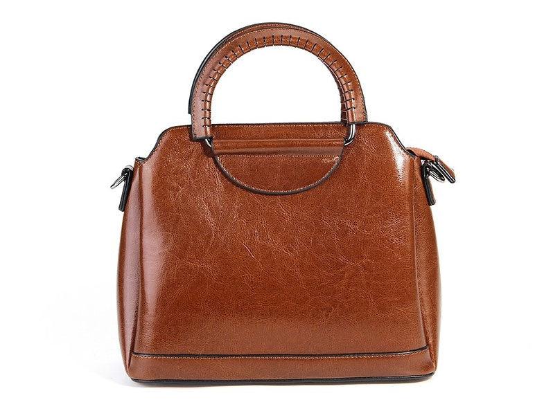 Ladies Genuine Leather Women Tote Handbag - Coffee - Obeezi.com