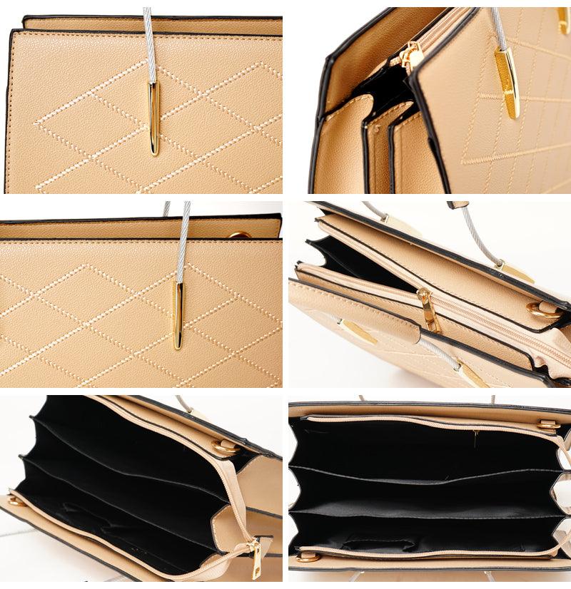 Luxury Women Designer Leather 2 in 1 Bag - Black - Obeezi.com