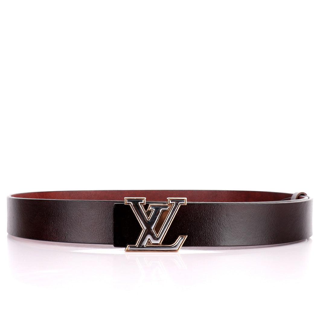 LV Logo Designed Luxurious Men's Leather Belt- Brown - Obeezi.com