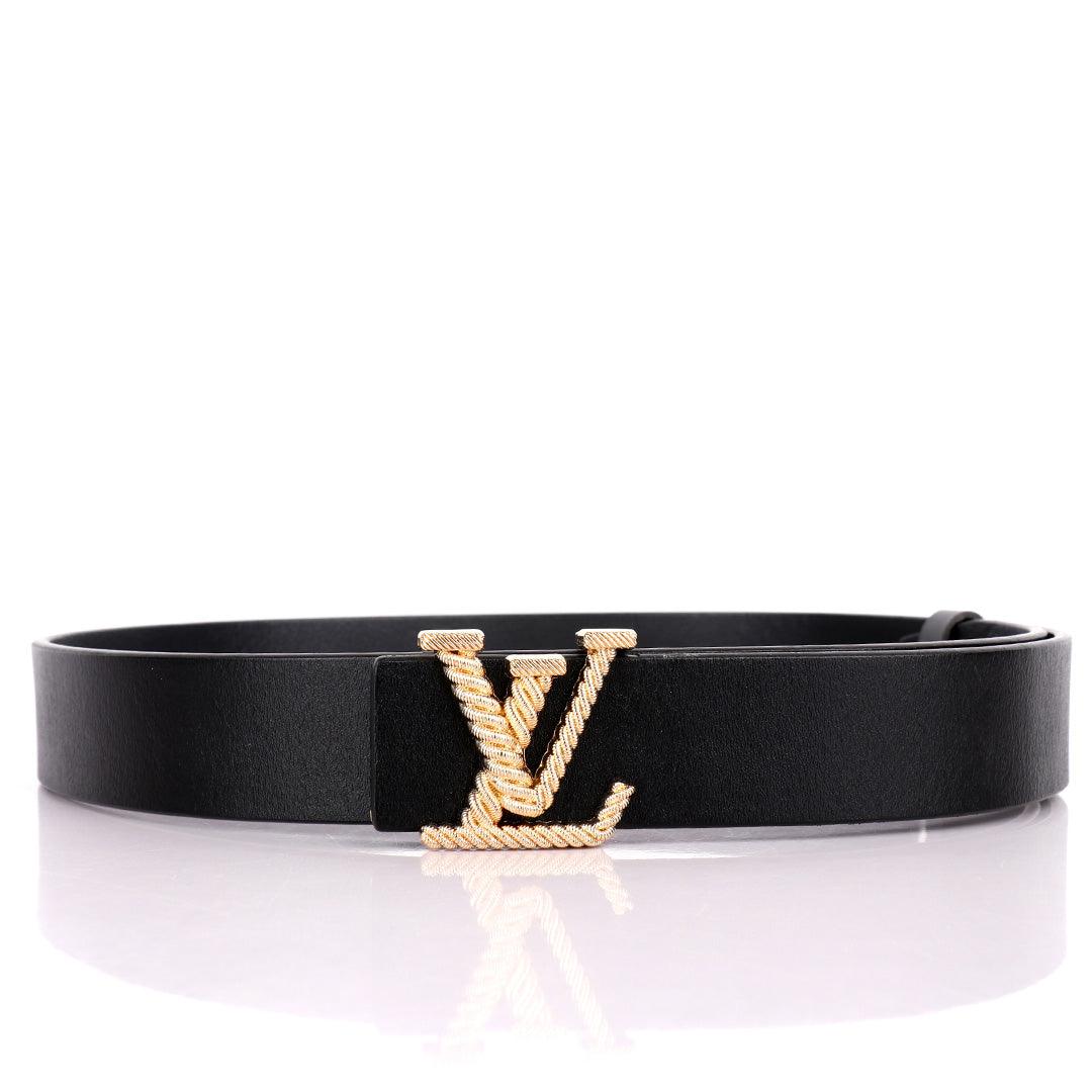 LV Twisted Gold Logo Designed Luxurious Men's Leather Belt - Obeezi.com