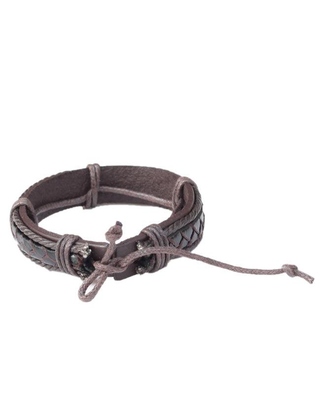 Men's Genuine Leather Bracelet with adjustable drawstring Clasp - Obeezi.com