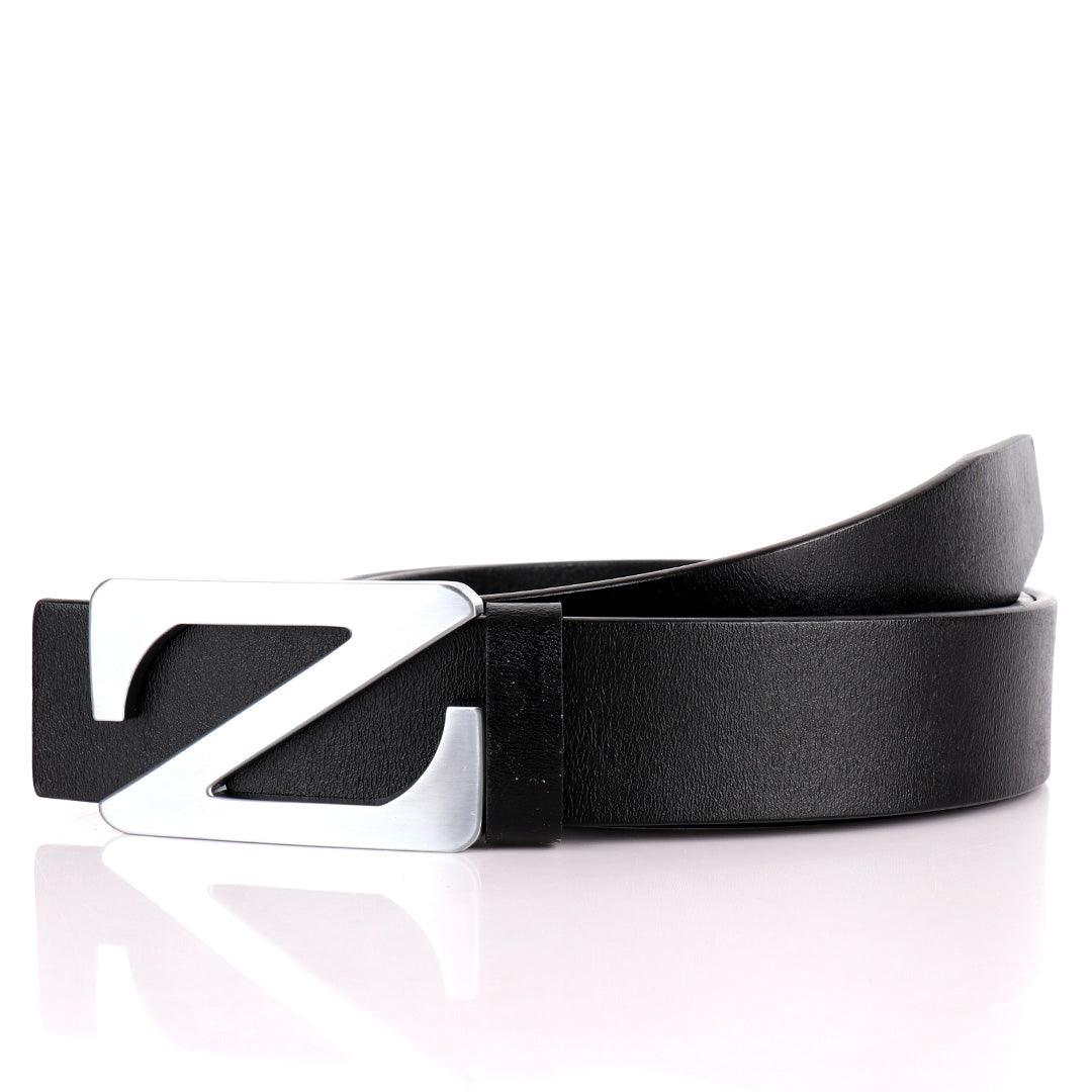 Men's Leather Smooth Girdle Buckle Belt-Black - Obeezi.com