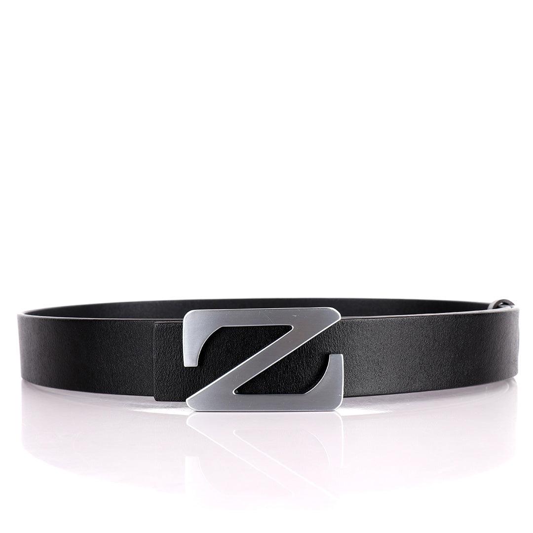 Men's Leather Smooth Girdle Buckle Belt-Black - Obeezi.com