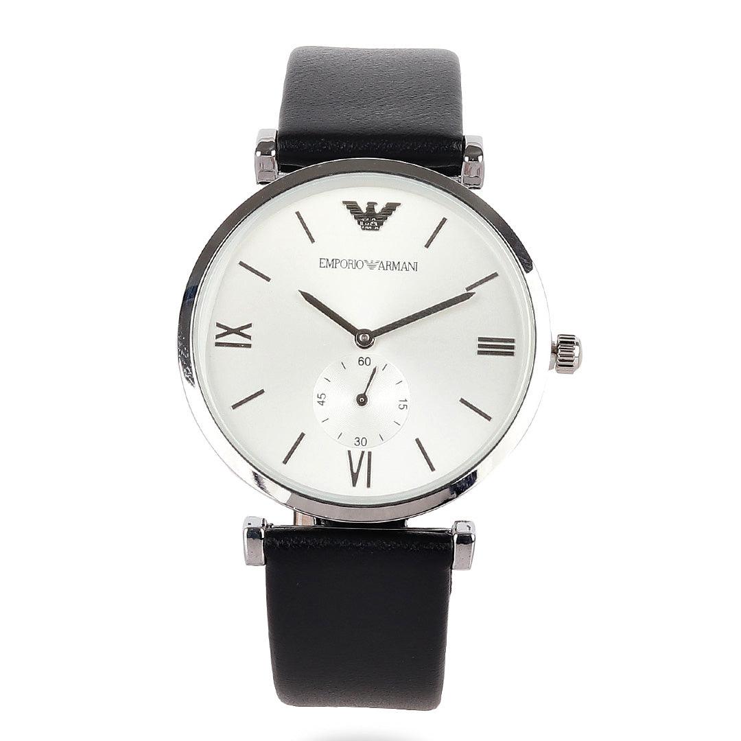 Men's Luigi Chronograph Black Leather Watch - Obeezi.com
