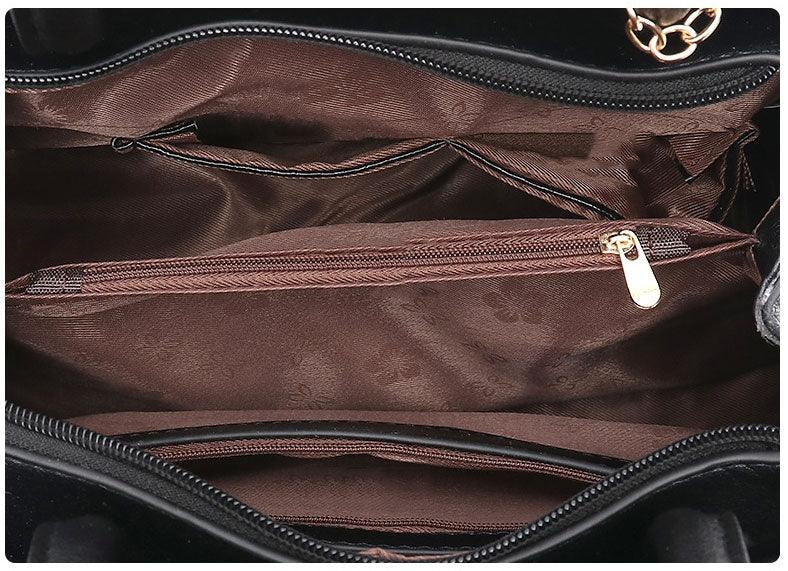 Red Black French Fur Cham Shape Tote Handbag - Obeezi.com