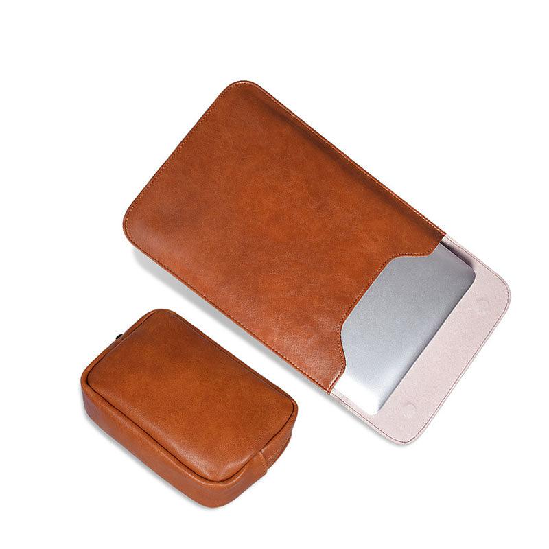 Sleek 2 In 1 Men's Slim Laptop Sleeve- Brown - Obeezi.com