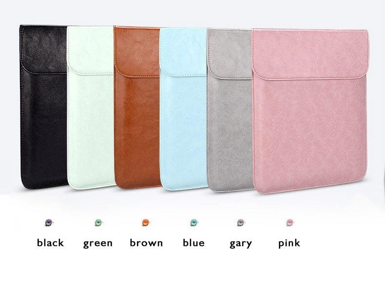 Sleek Men's Slim Leather Laptop Sleeve- Sky Blue - Obeezi.com
