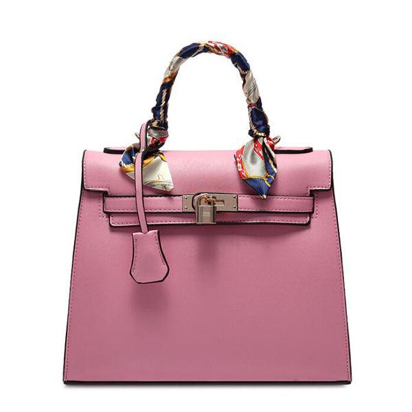 Stunning Padlock Birkin Inspired With Scarf - Light Pink - Obeezi.com