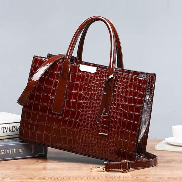 Swans Croc Patent Leather Woman Red Handbags - Obeezi.com