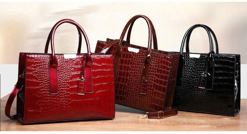 Swans Croc Patent Leather Woman Red Handbags - Obeezi.com