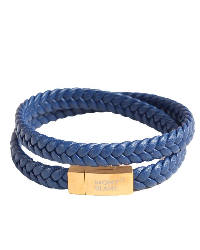 Tateossian Monte Carlo Leather Bracelet Blue - Obeezi.com