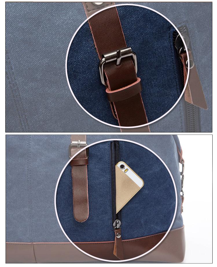 Vintage Canvas Large Capacity Weekend Tote Travel Handbag-Coffee - Obeezi.com