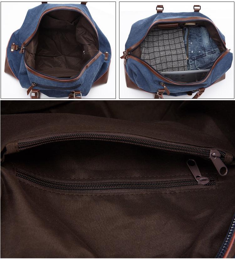 Vintage Canvas Large Capacity Weekend Tote Travel Handbag-Green - Obeezi.com
