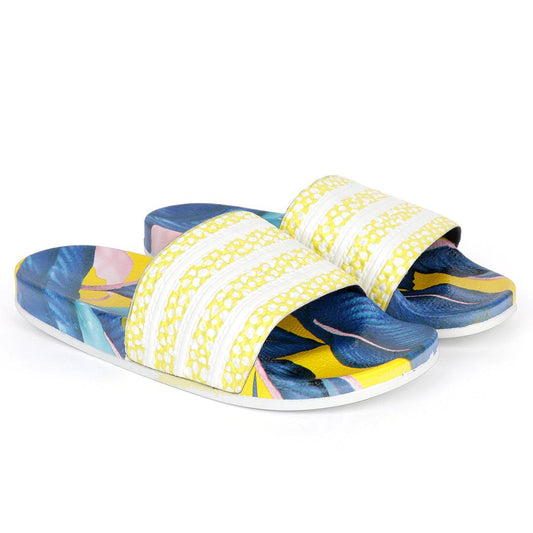 AD Adilette Men's Slide Floral Print Sole -Yellow - Obeezi.com