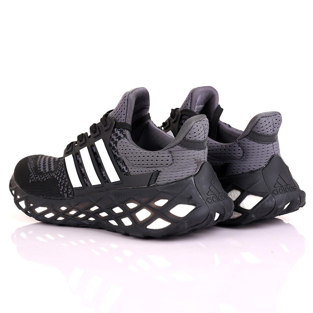AD Boost Black Grey And White Designed Men's Running Sneakers - Obeezi.com
