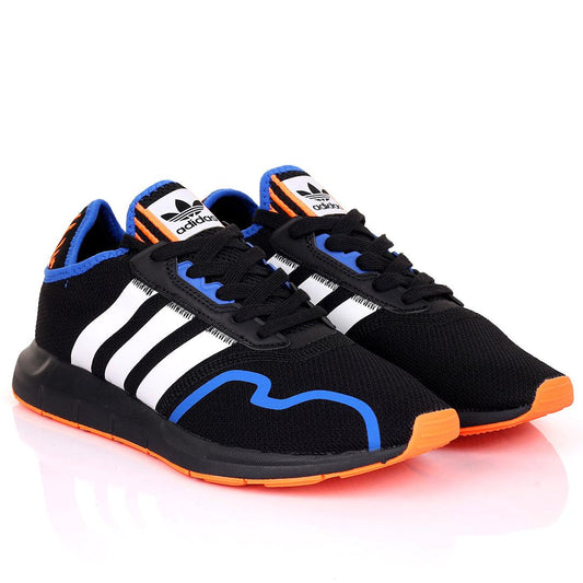 AD Comfy Black With White And Orange Stripe Designed Sneakers - Obeezi.com