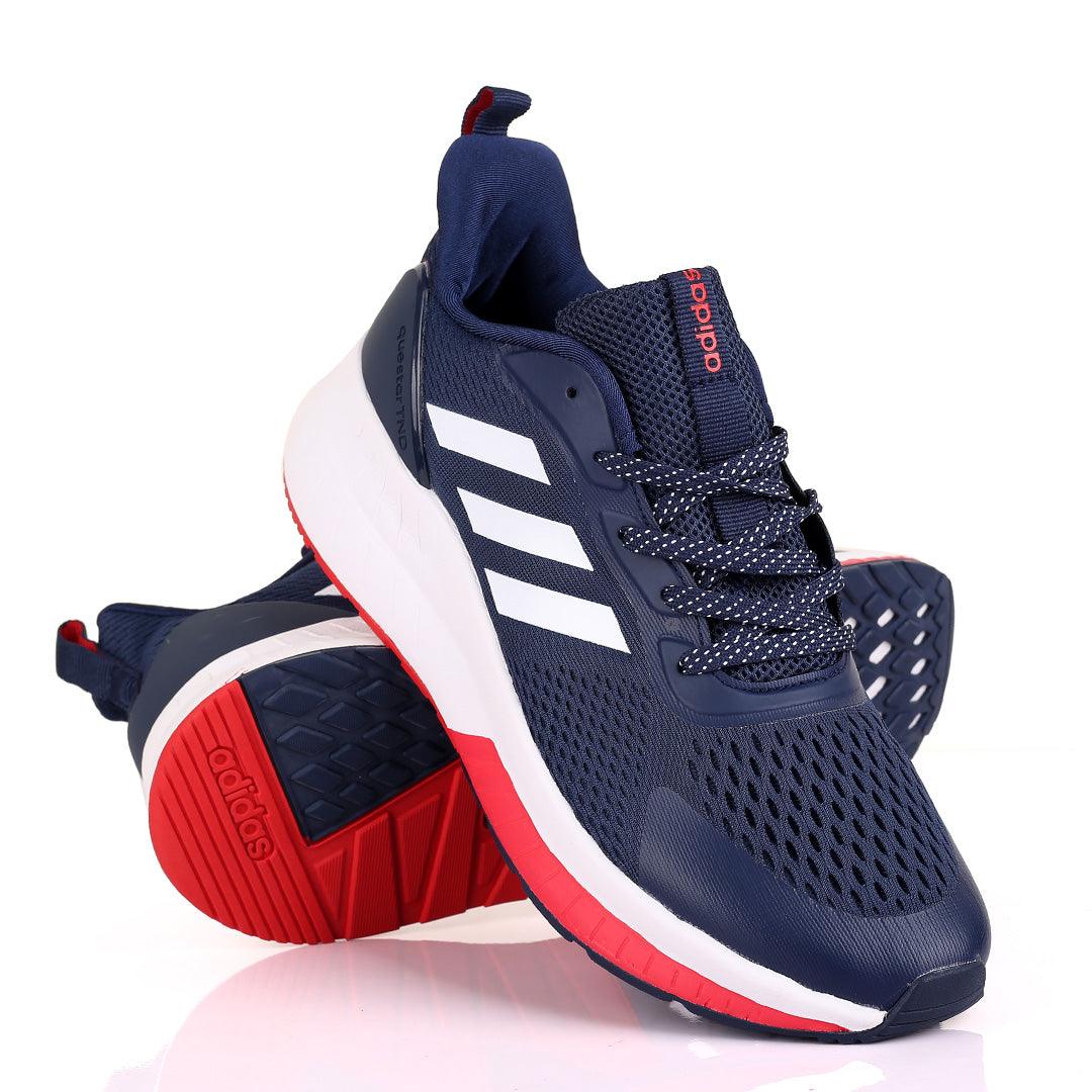 AD Comfy With Stripes Designed White And Red Sole Lace Up Sneakers - Obeezi.com