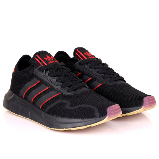 AD Exquisite Black With Red Striped Designed Running Sneakers - Obeezi.com