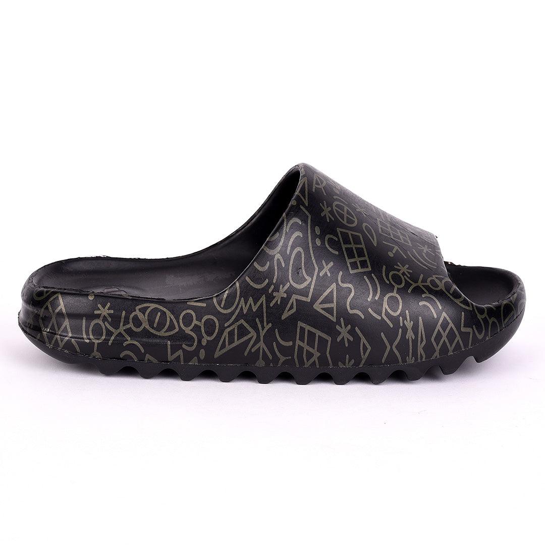 AD Green Hand Drawn Doodle Solar Soft Slides-Black - Obeezi.com