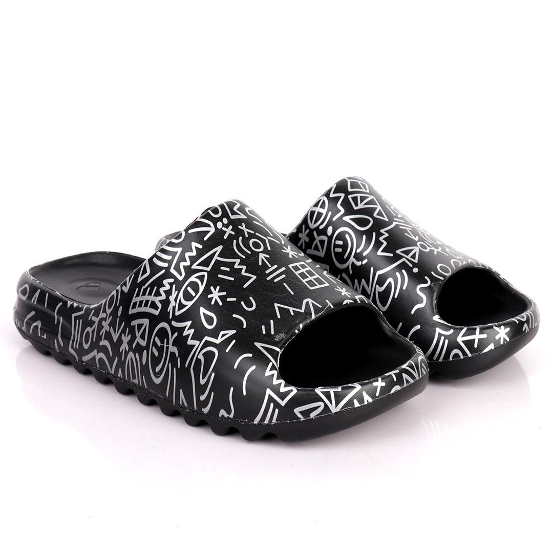 AD Green Hand Drawn Doodle Solar Soft Slides-Black - Obeezi.com