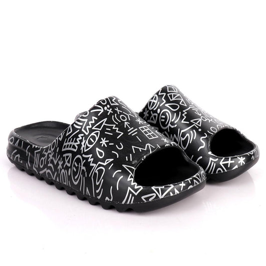 AD Hand Drawn Doodle Solar Soft Slides-Black - Obeezi.com