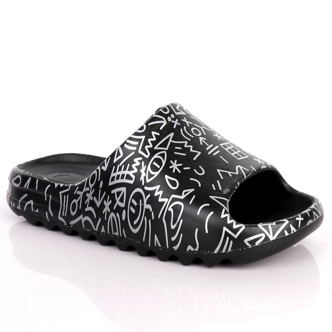 AD Hand Drawn Doodle Solar Soft Slides-Black - Obeezi.com